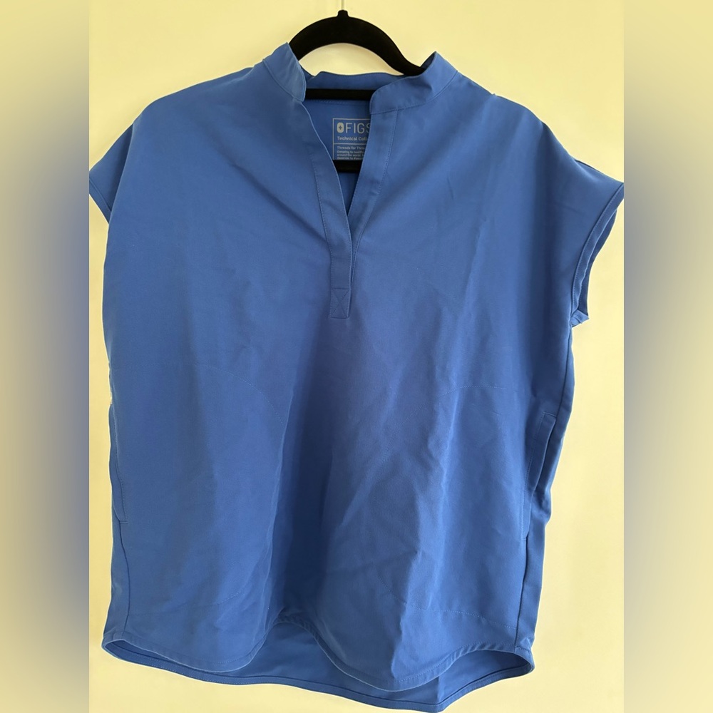 Figs Classic Blue V-Neck Top